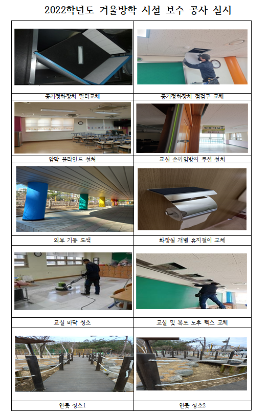 2022학년도 겨울방학 시설보수 공사 실시